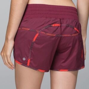 lululemon athletica Women's Maroon Running Shorts with Red Trim